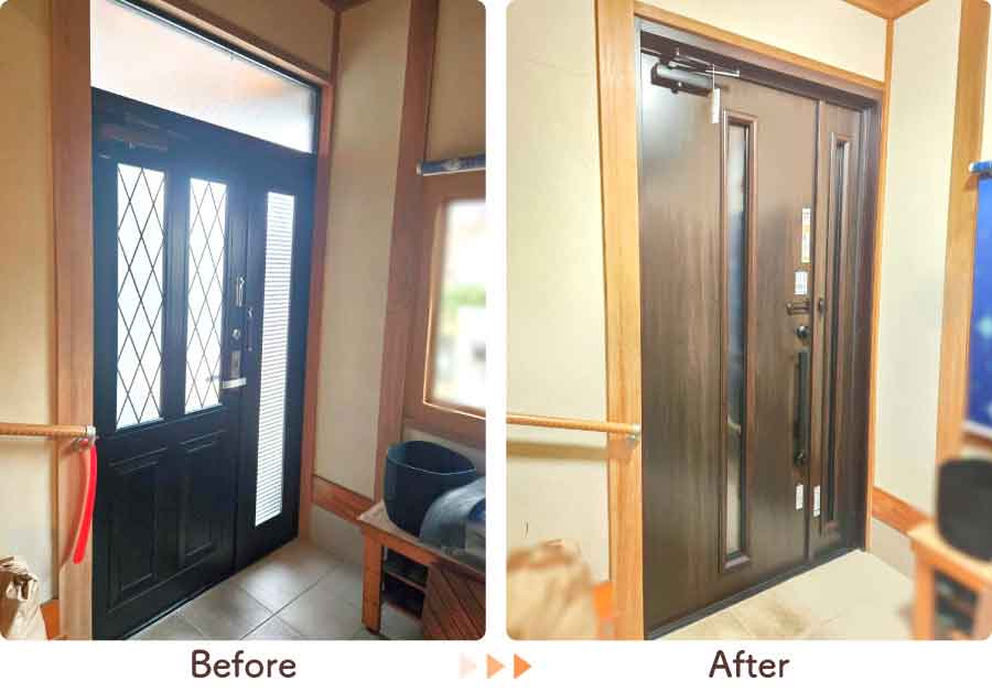 福岡県久留米市I様玄関ドアリフォーム内観ビフォーアフター